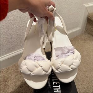 “New” PrettyLittleThing Cream Braided Sandals size5.5-6